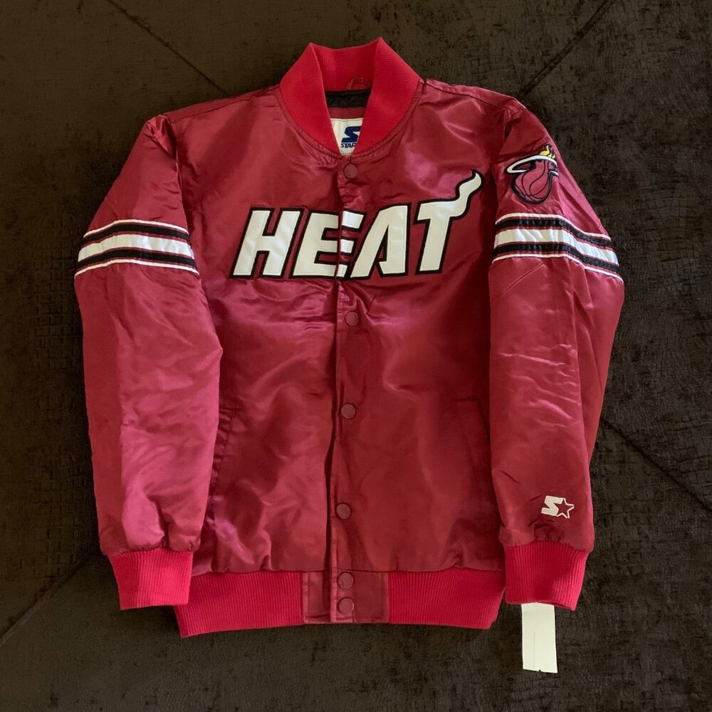Miami Heat NBA Red Starter Bomber Jacket Large New READ